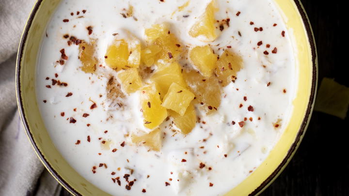 Pineapple raita in a bowl