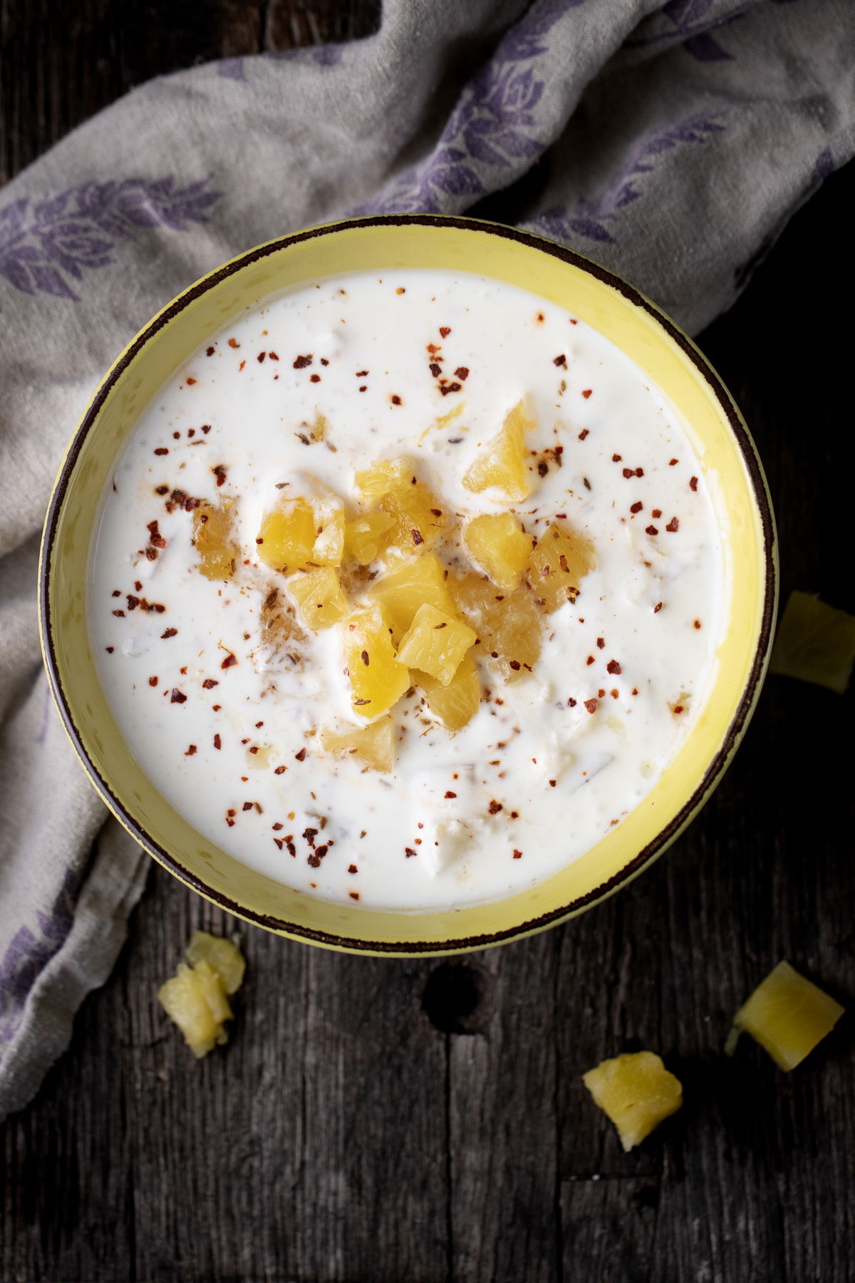 Pineapple raita in a bowl