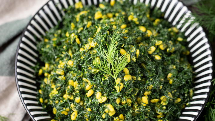 Bowl of suva ni bhaji