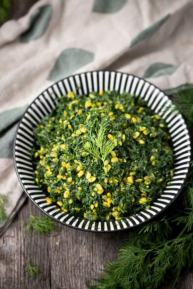 Bowl of suva ni bhaji