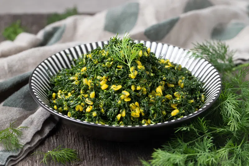 Bowl of suva ni bhaji