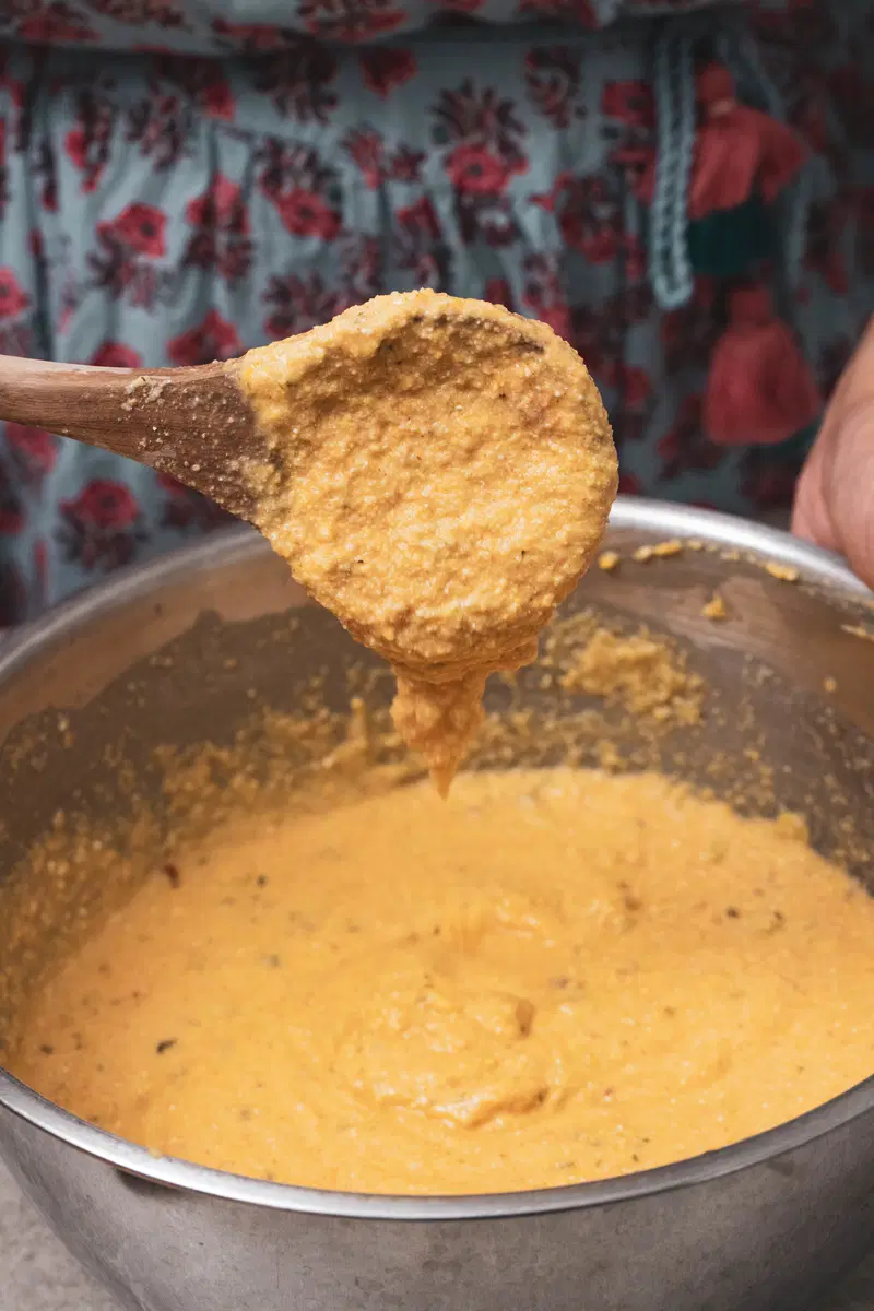 Make a thick, but pourable batter.