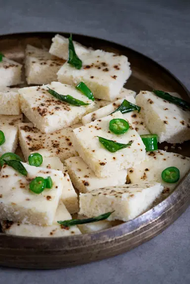 A tray of dhokla