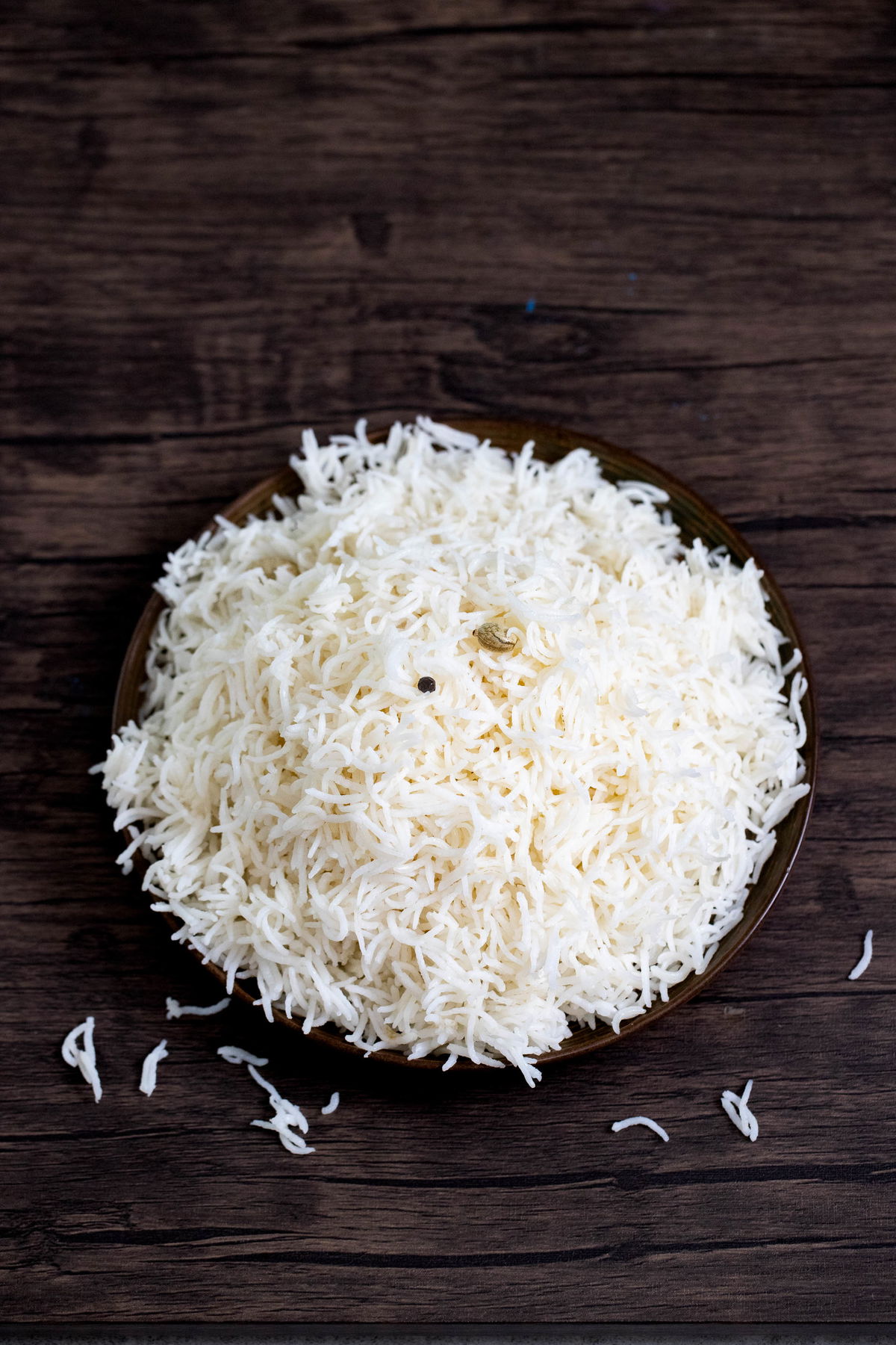 A plate of well-made basmati rice.