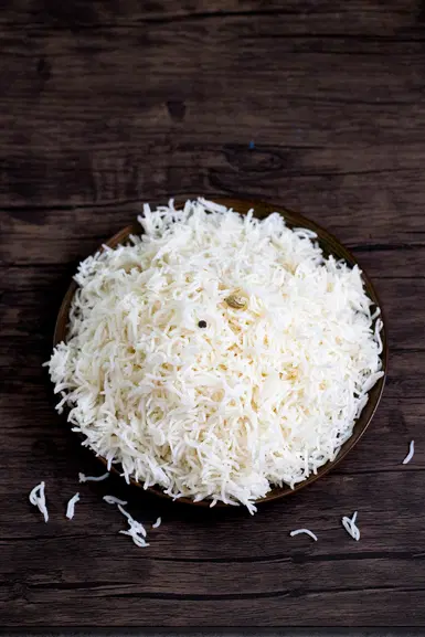 A plate of well-made basmati rice.