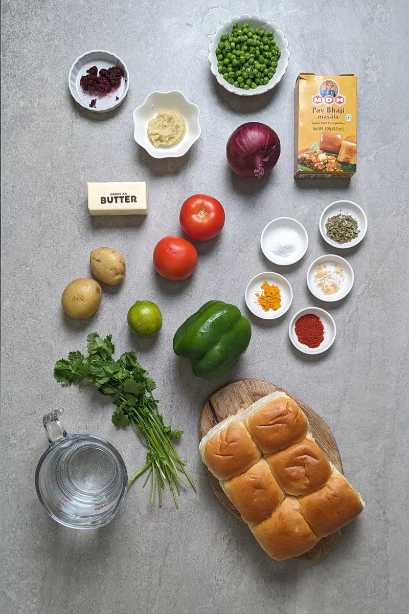Ingredients of pav bhaji