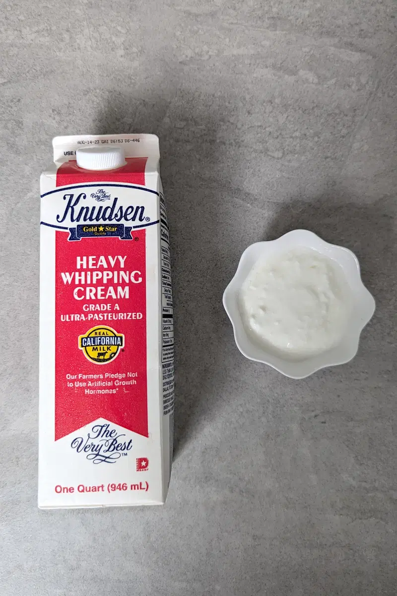 The ingredients are heavy whipping cream and plain yogurt.