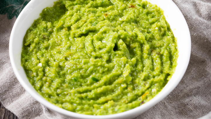 Green chili paste in a bowl