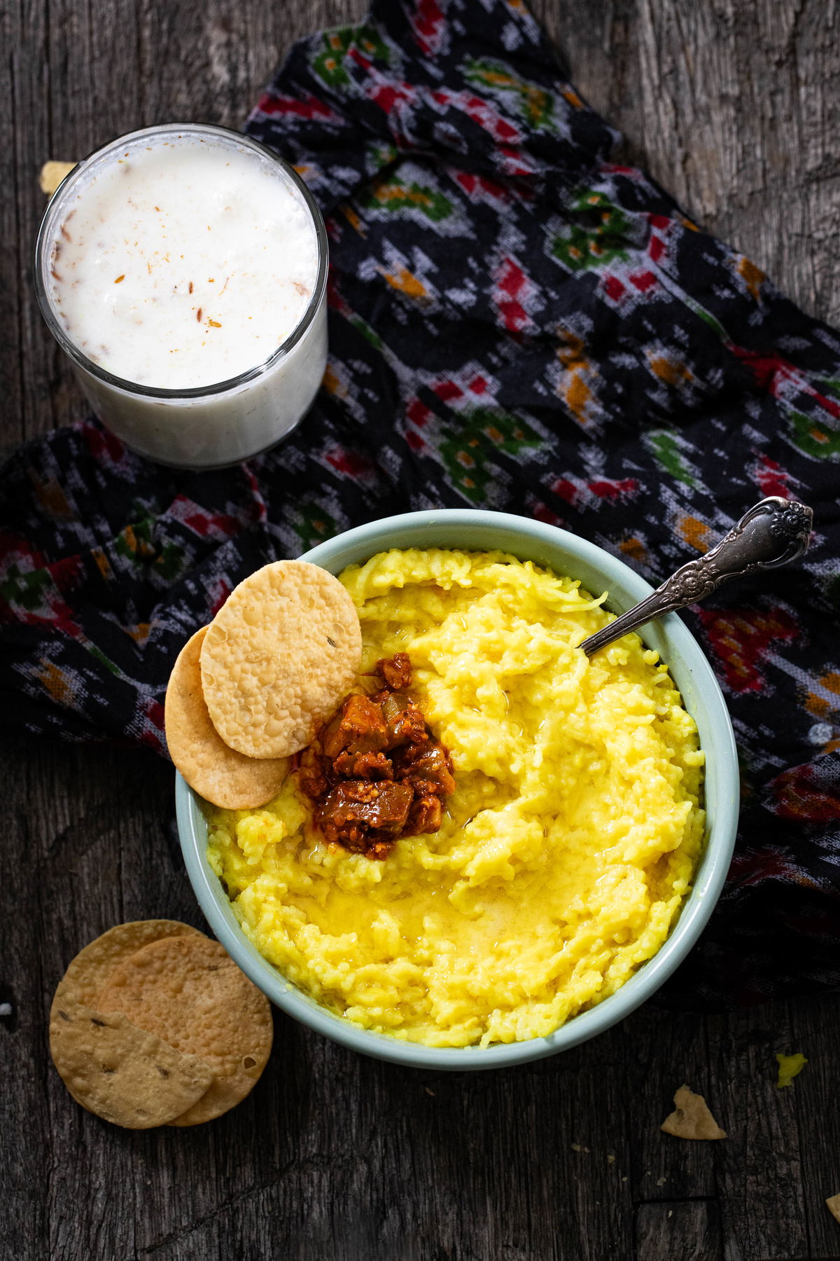 Khichdi served with chaas