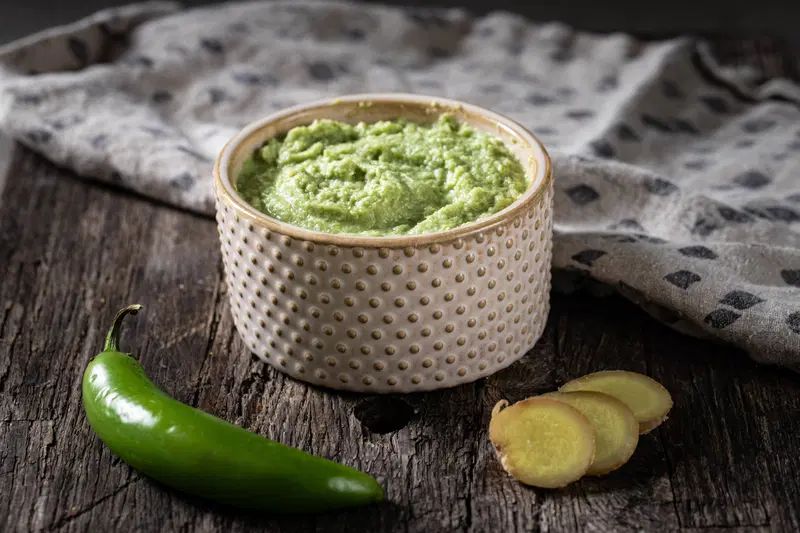 Bowl of ginger chili paste