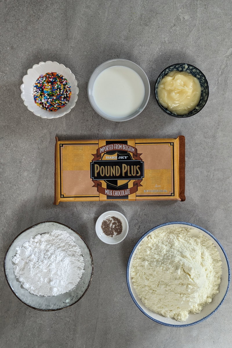 Ingredients for chocolate barfi