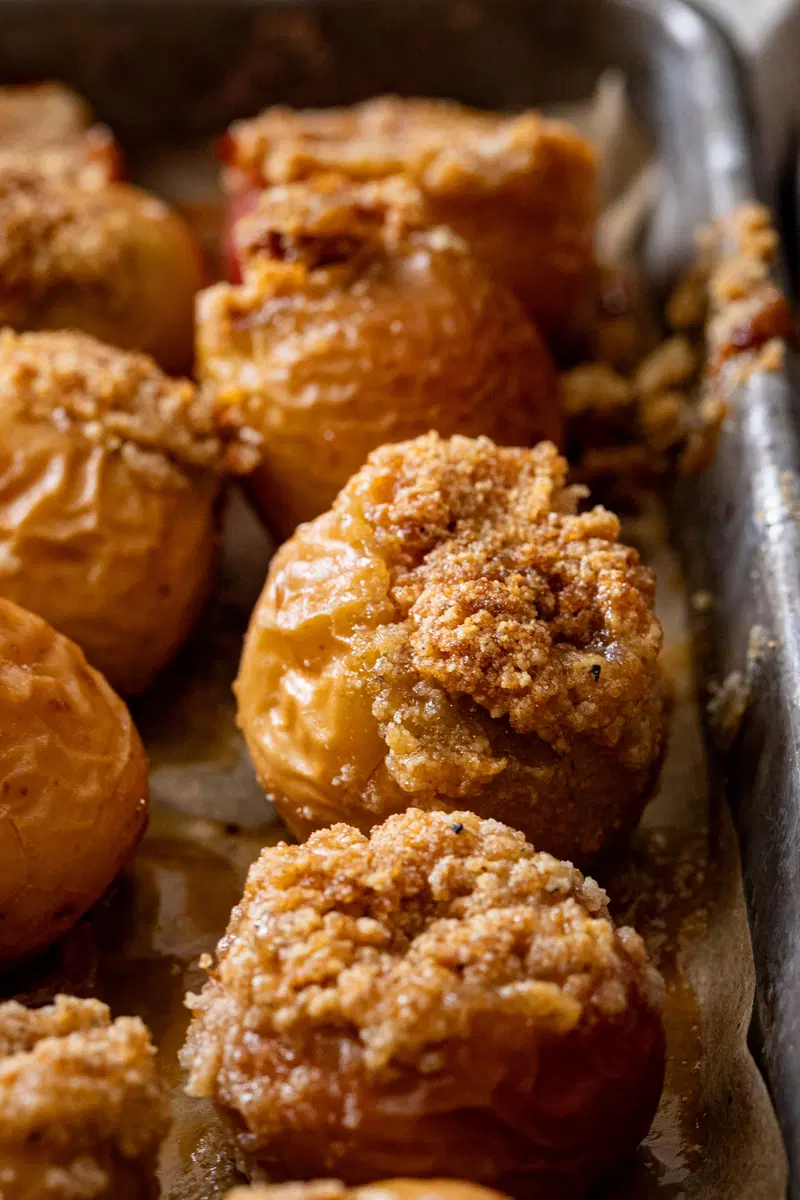 Baked Mini Apples on a baking sheet