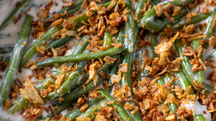 Methi malai green beans in the pan
