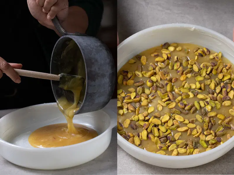 Step 6: grease the pan and pour in the glaze.