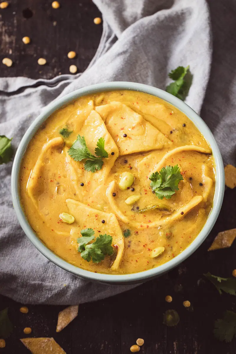 Top shot of dal dhokli