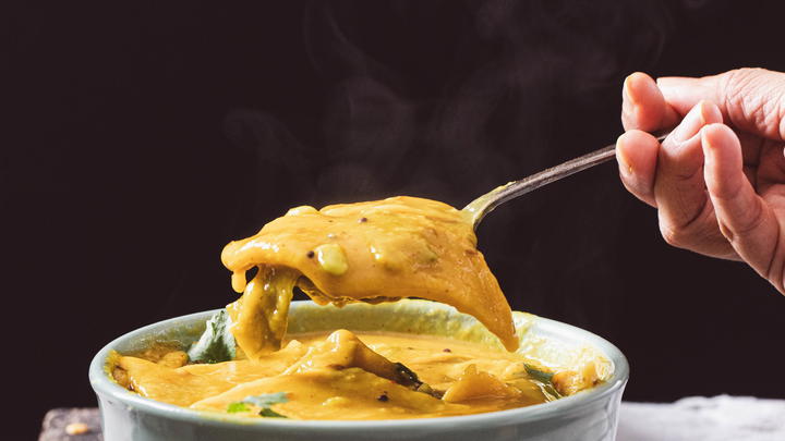 A bowl of dal dhokli