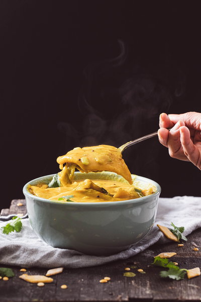 A bowl of dal dhokli