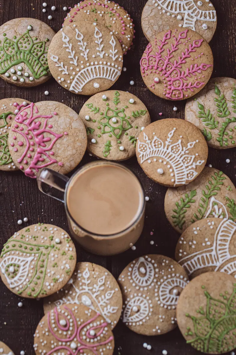 Mix of cookies with a glass of chai
