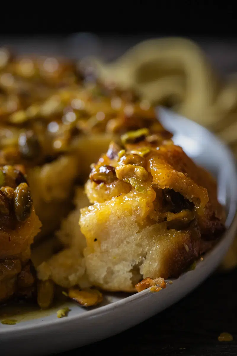 Pistachio sticky buns on a plate