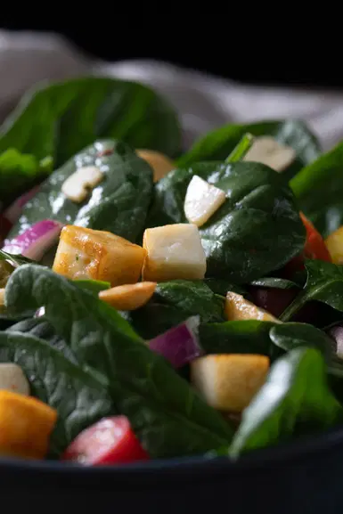 Warm spinach and paneer salad