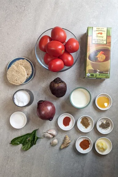 Ingredients for spicy tomato soup