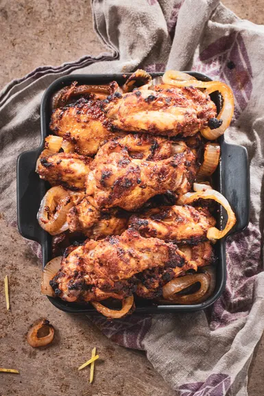 Tray of curry chicken wings.