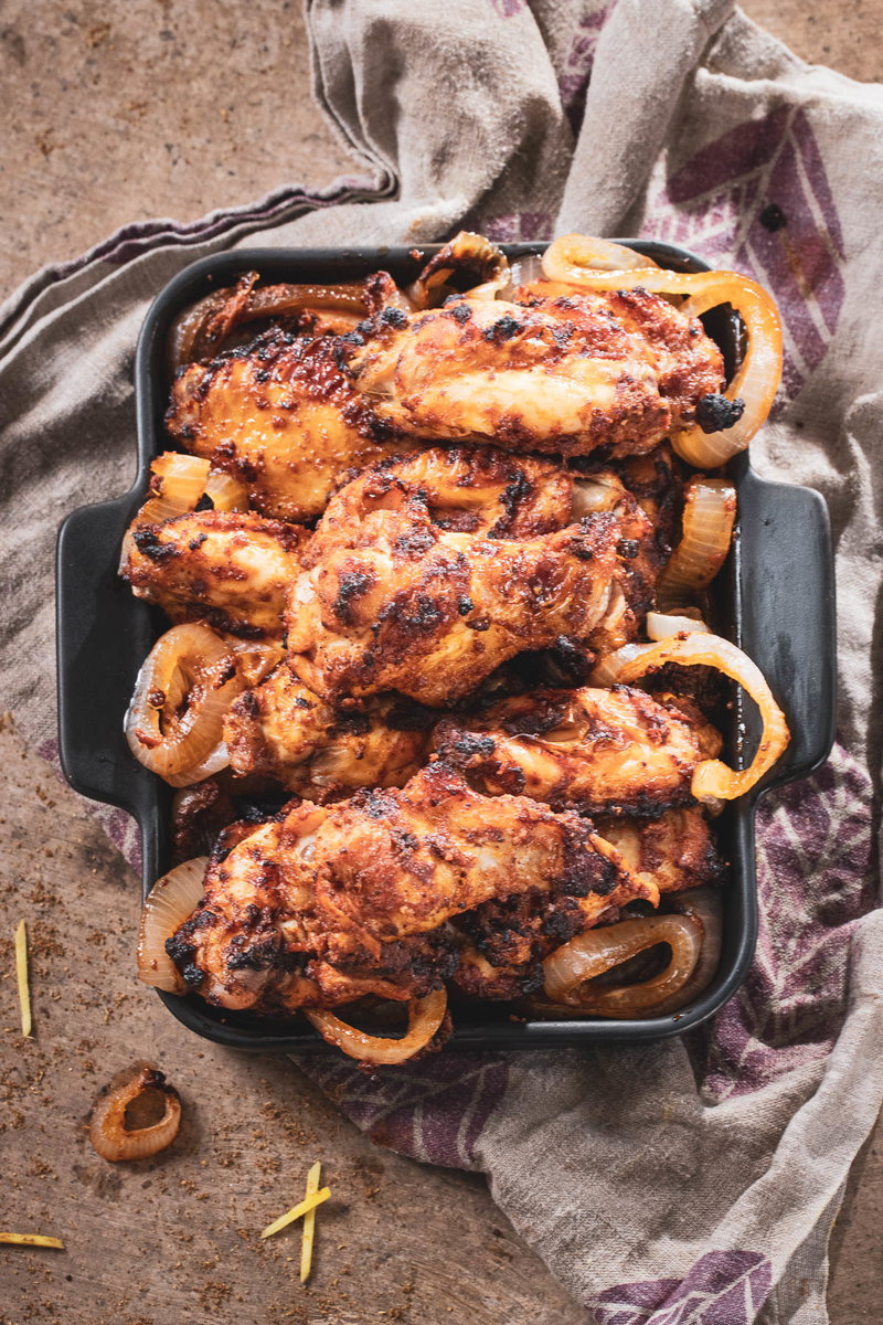 Tray of curry chicken wings.