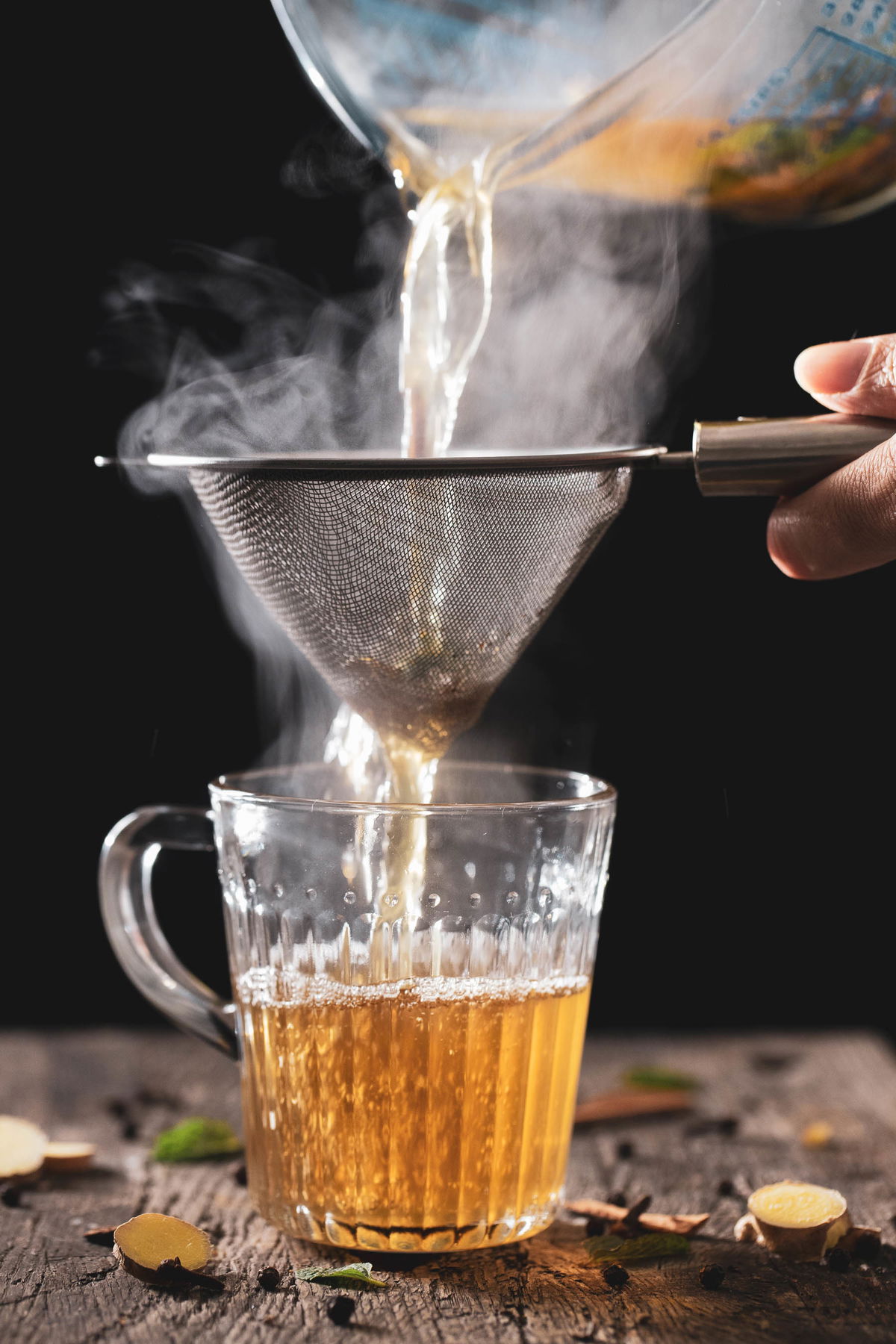 Strain the spices out of the ukado.