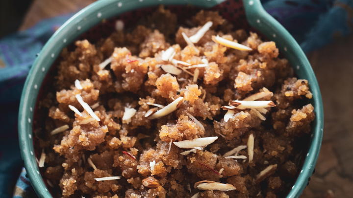 A bowl of badam halwa