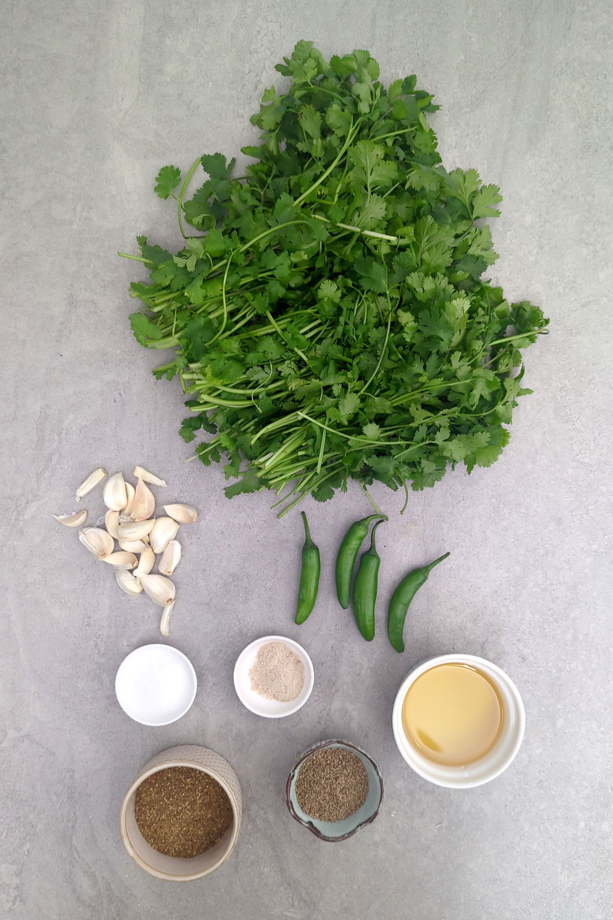 Ingredients for the green masala.