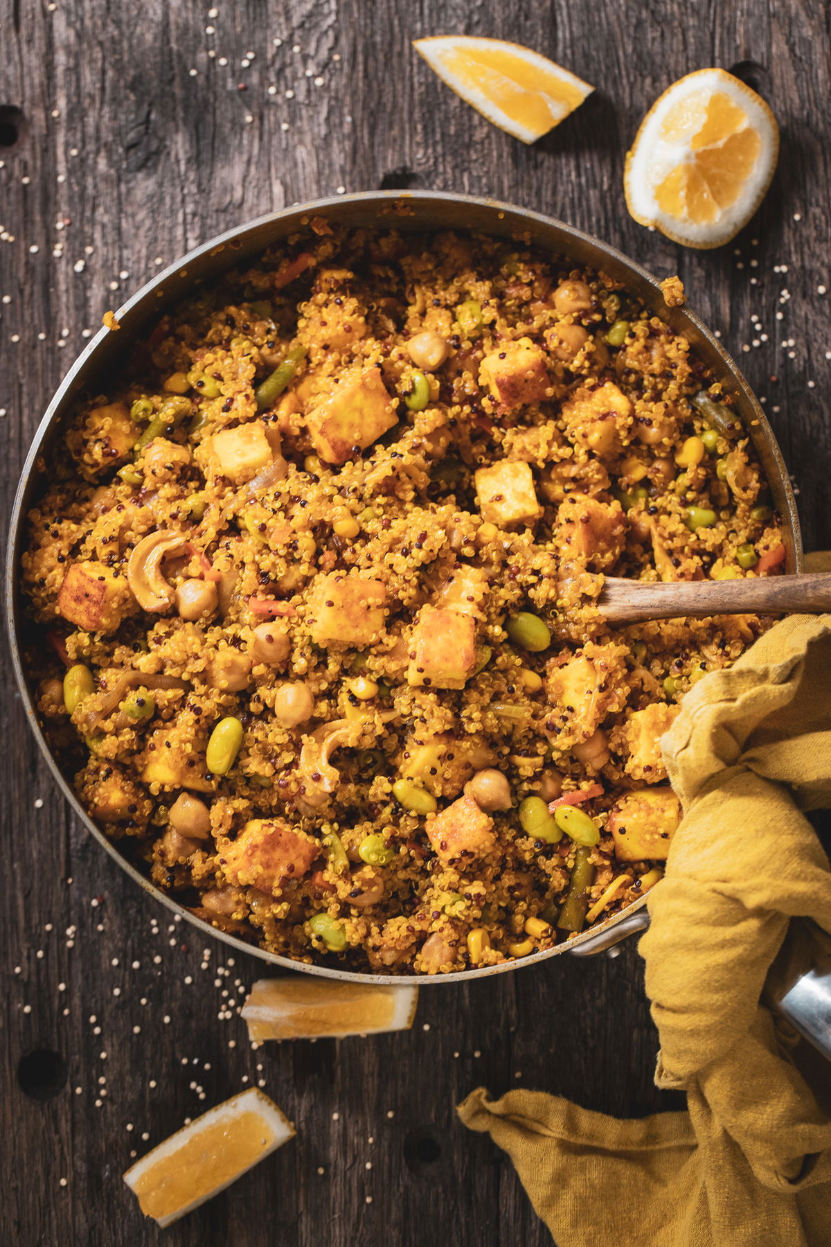 Top shot of quinoa paneer pulao