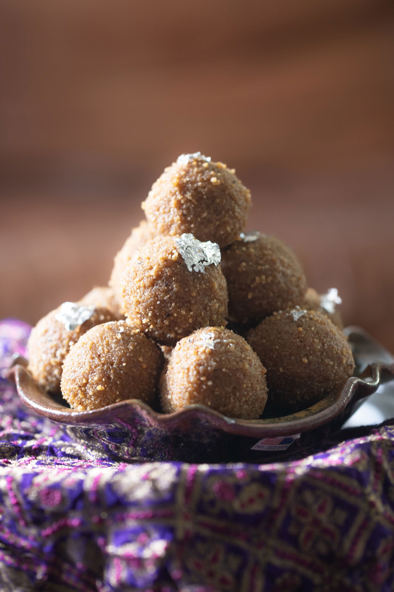 Choorma Ladoo piled on a plate