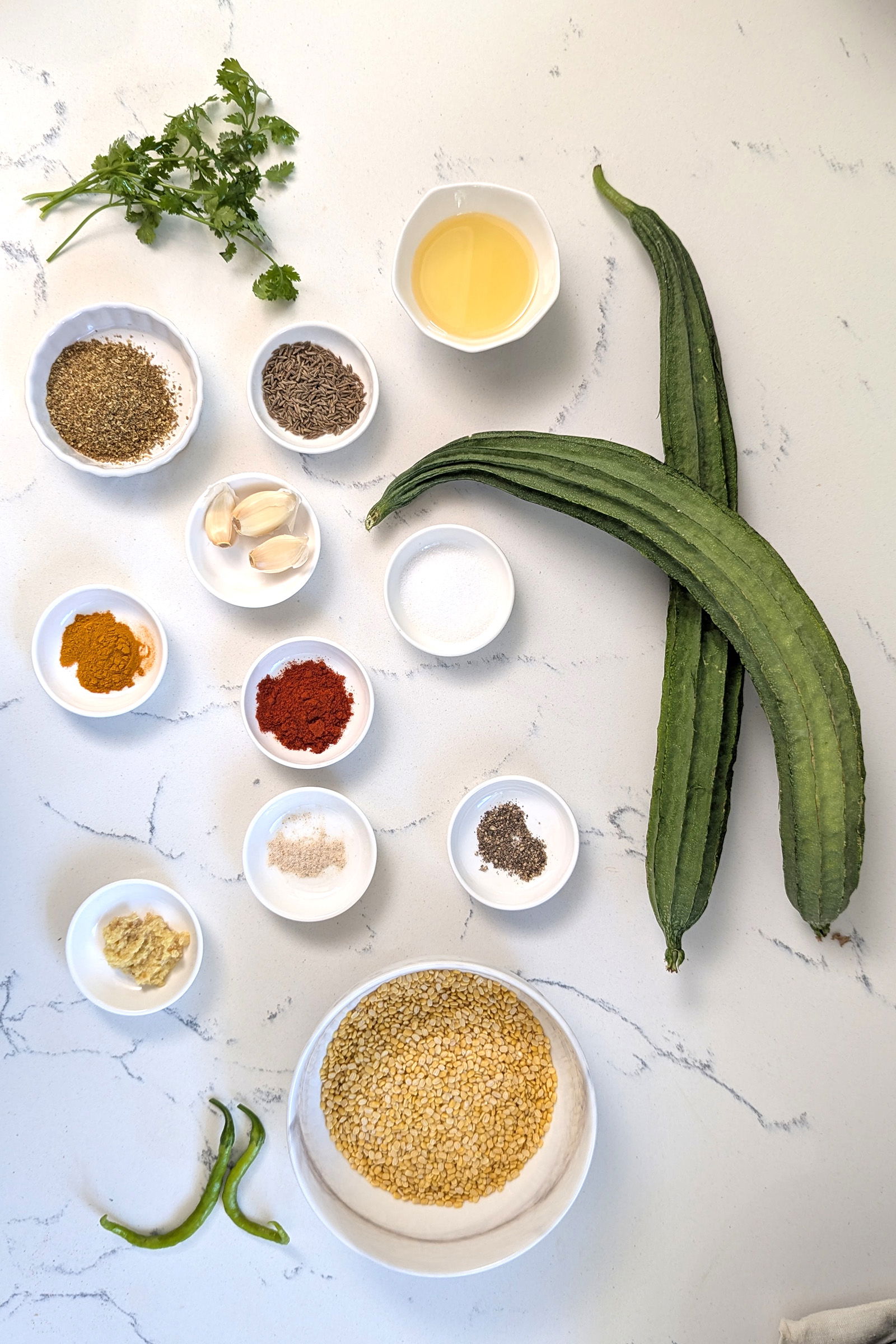 Ingredients for mug ni dal nu shaak